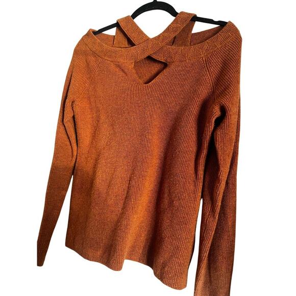 Soft Surroundings Sweater Rust Orange Wool Alpaca Blend Cross Front Size Medium - Picture 3 of 6